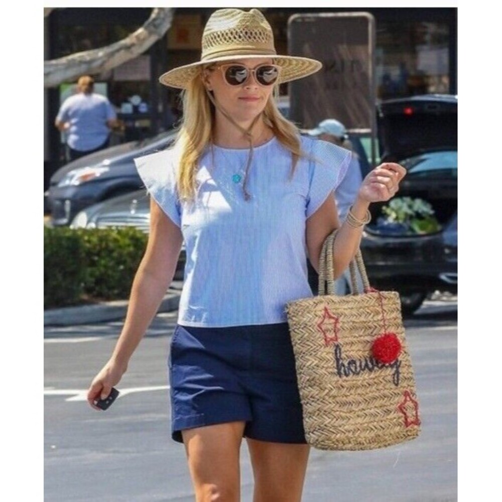 Draper James Cloister Stripe Flutter Top Blue Wit… - image 5